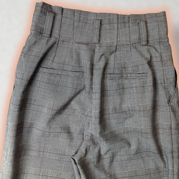 A.L.C. ‘Diego’ Gray & Black Wool-Blend Checkered Print Paperbag Pant Size 4 - Picture 13 of 16